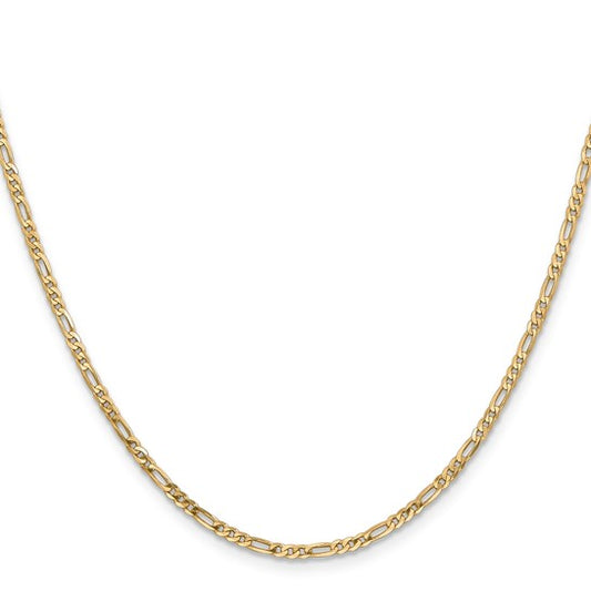 14K Yellow Gold20 inch 2.25mm Flat Figaro with Lobster Clasp Chain