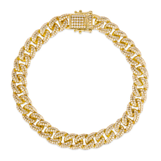 Anna Zuckerman Olivia 65 Unisex 8" 3 ct. Diamond Crystalline Mini Havana Cuban Link Bracelet in 18K Yellow Gold-Plating over 925 Sterling Silver