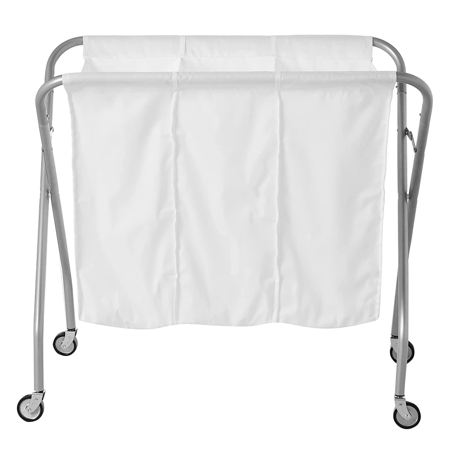 Whitmor 19" 3-Section Collapsible Deluxe Laundry Sorter with Wheels - White