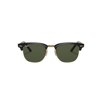 Ray-Ban Clubmaster Folding RB217690151 Unisex Square Solid Color Sunglass - Black/Green