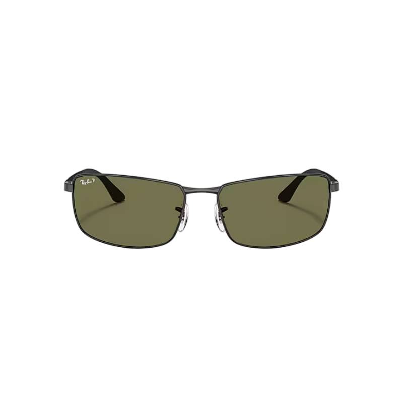 Ray-Ban RB3498/0029A Unisex Rectangle Solid Color Sunglass - Black/Green