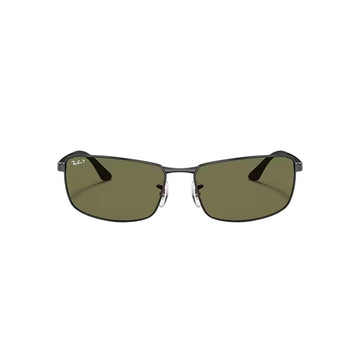 Ray-Ban RB3498/0029A Unisex Rectangle Solid Color Sunglass - Black/Green