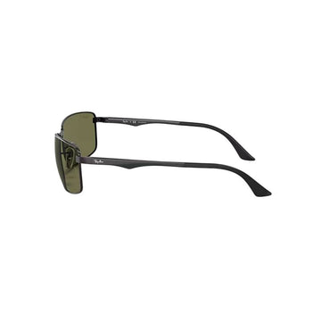 Ray-Ban RB3498/0029A Unisex Rectangle Solid Color Sunglass - Black/Green