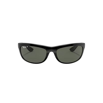 Ray-Ban Balorama RB4089/60158 Unisex Rectangle Solid Color Sunglass - Black/Green