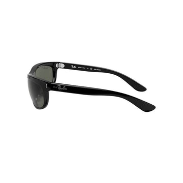 Ray-Ban Balorama RB4089/60158 Unisex Rectangle Solid Color Sunglass - Black/Green