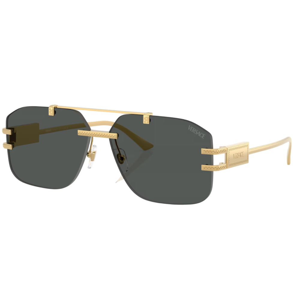 Versace Men's Geometric Solid Color Sunglasses