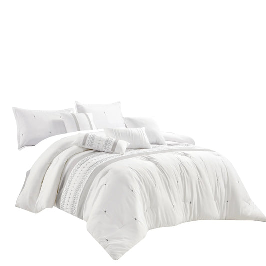 ESCA Kriti King Size Comforter Set (7- Pieces) - White