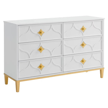 Emma Dresser with 6 Drawers by Martin Svensson Home - White/Gold