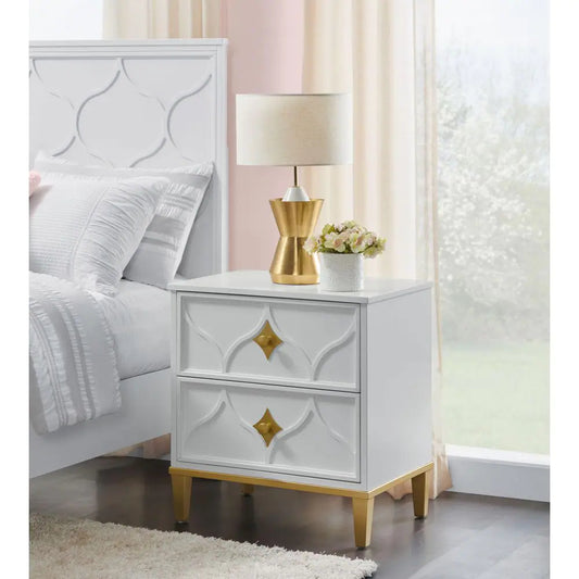 Emma Nightstand with 2 Drawers by Martin Svensson Home - White/Gold