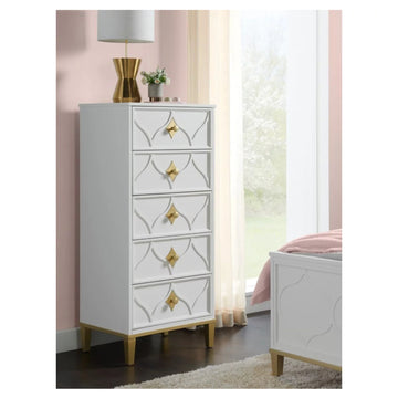 Emma Lingerie Chest with 5 Drawers by Martin Svensson Home - White/Gold