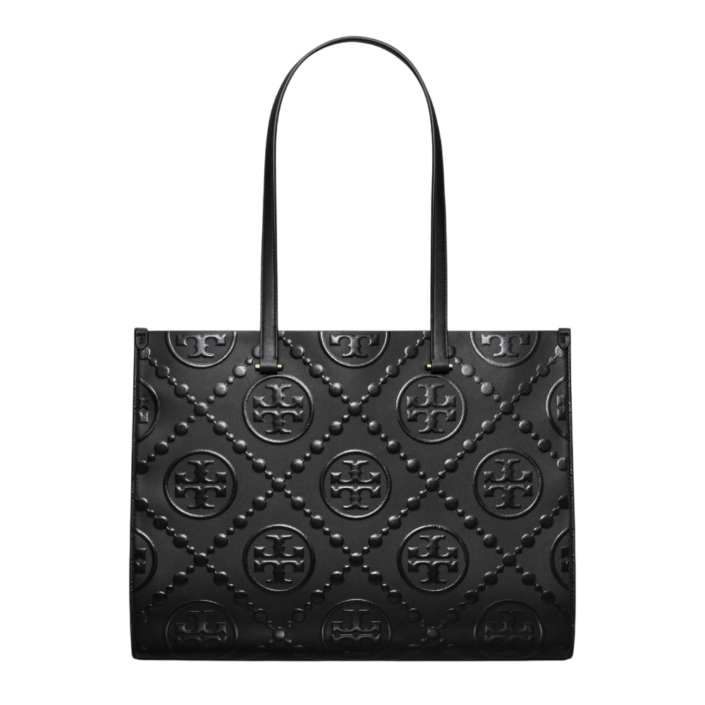 Tory Burch Monogram Embossed Tote Bag - Black