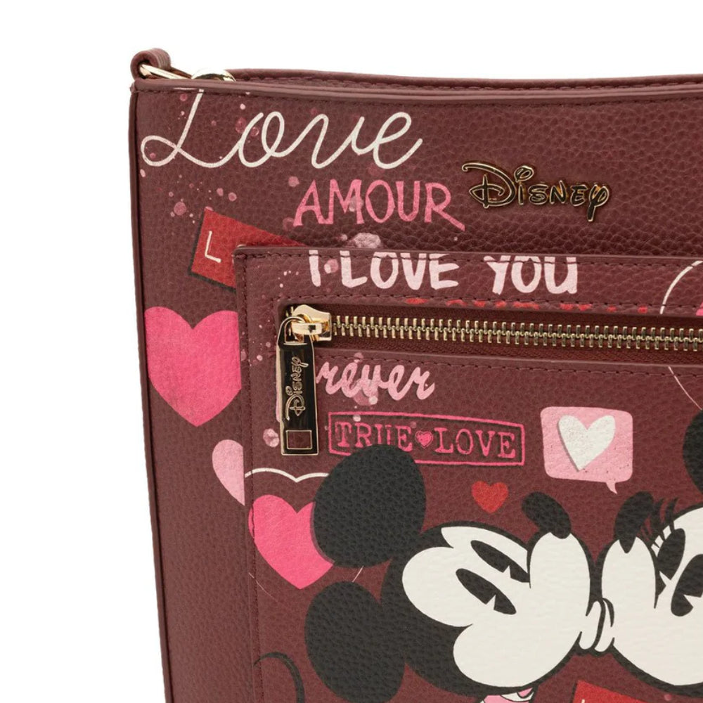 Wondapop Designer Series Disney Valentine Mickey and Minnie Crossbody Bag - Red