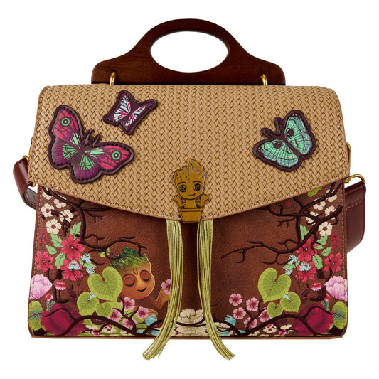 Loungefly Marvel Guardians of the Galaxy Floral Groot Crossbody Bag - Brown