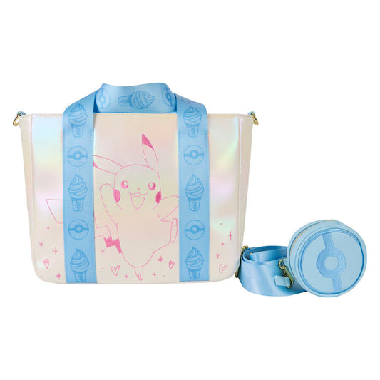 Loungefly Pokémon Iridescent Pikachu Tote Bag with Coin Bag - Beige/Blue