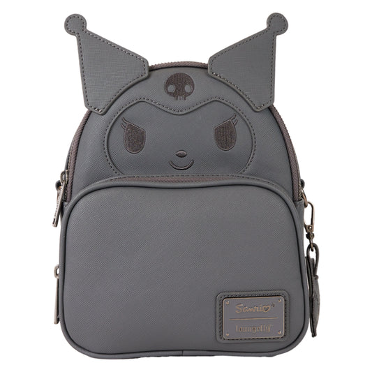 Loungefly Sanrio Kuromi Monochrome Cosplay Convertible Mini Backpack with Adjustable Strap - Gray