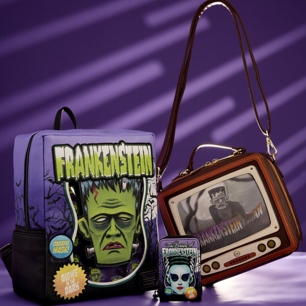 Loungefly Disney Universal Monsters Frankenstein Neon Mask Mini Backpack - Purple/Black