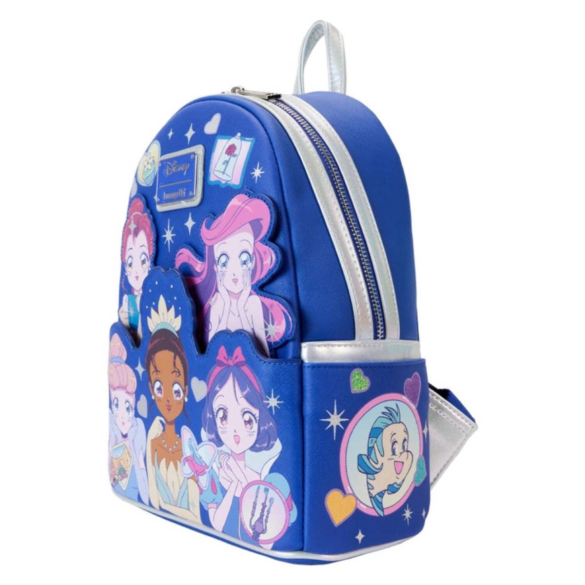 Loungefly Disney Princess Manga Style Mini Backpack - Blue/Silver