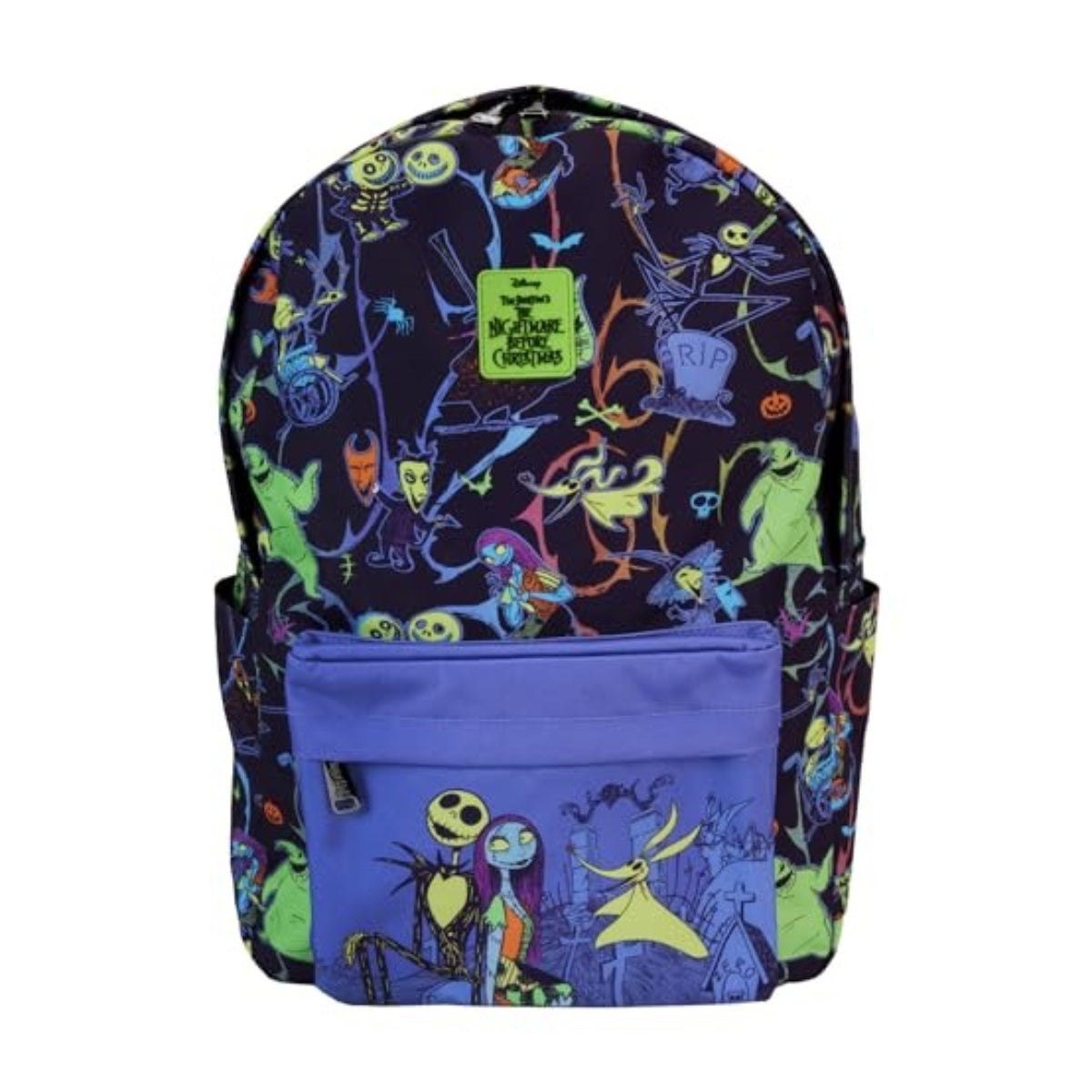 Loungefly Disney Nightmare Before Christmas Neon Glow All-Over Print Backpack