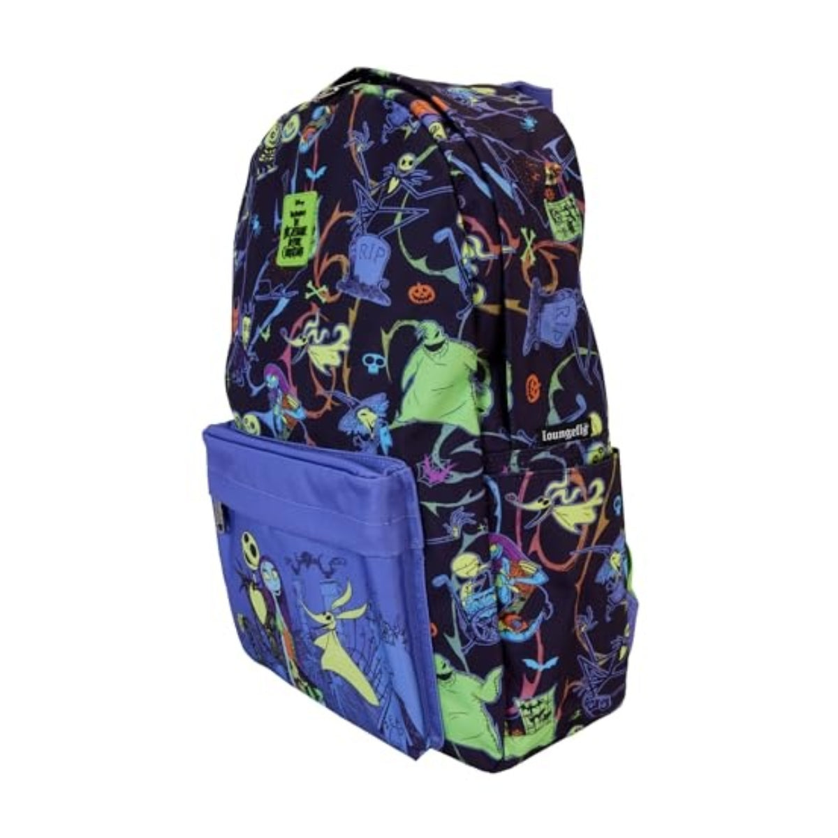 Loungefly Disney Nightmare Before Christmas Neon Glow All-Over Print Backpack