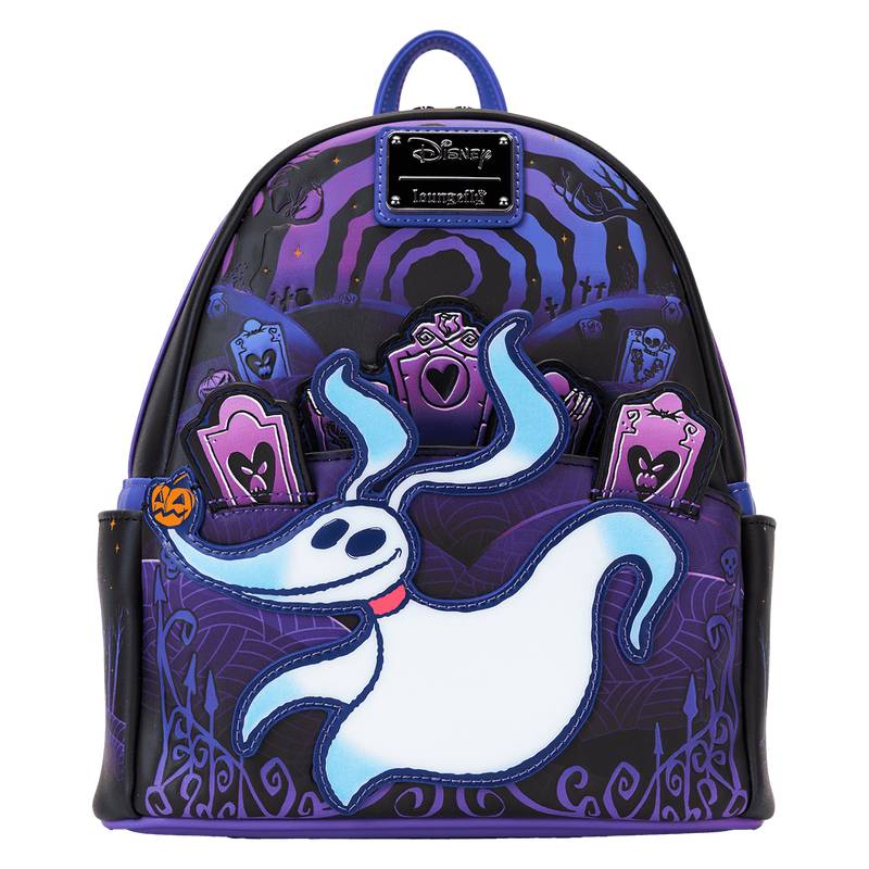 Loungefly Disney The Nightmare Before Christmas Zero Graveyard Light Up Mini Backpack - Black/Blue
