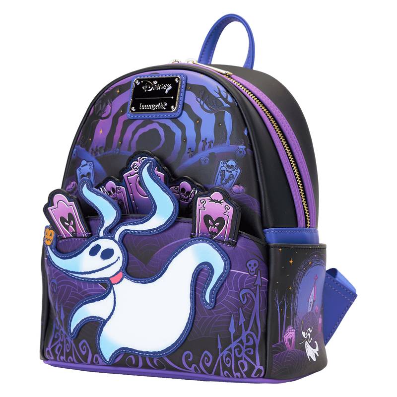 Loungefly Disney The Nightmare Before Christmas Zero Graveyard Light Up Mini Backpack - Black/Blue