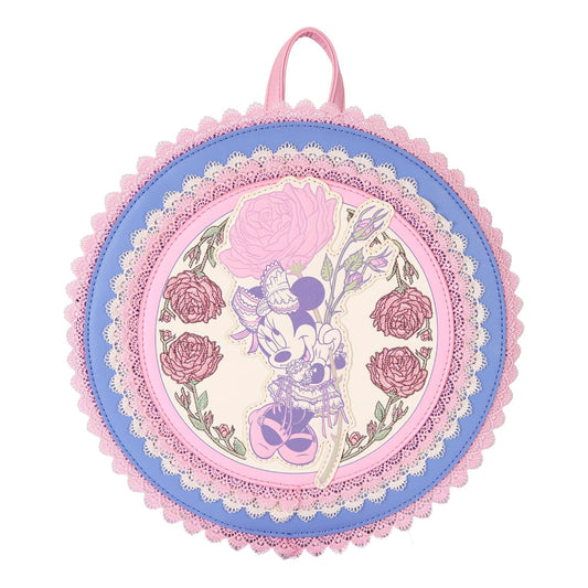 Loungefly Disney Minnie Floral and Lace Mini Backpack with Adjustable Strap - Pink/Blue