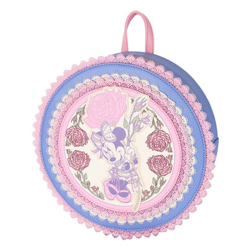 Loungefly Disney Minnie Floral and Lace Mini Backpack with Adjustable Strap - Pink/Blue
