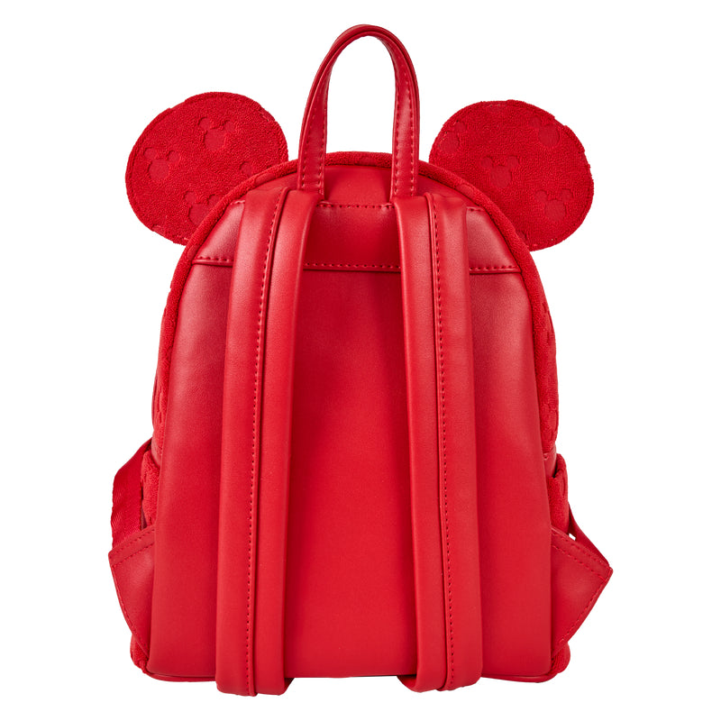 Loungefly Disney Mickey Mouse All-Over Print Terry Cloth Mini Backpack - Red