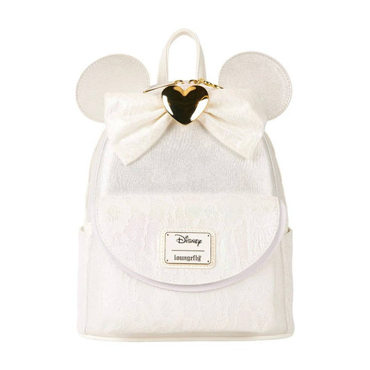 Loungefly Disney Minnie Mouse Iridescent Lace Wedding Mini Backpack - White