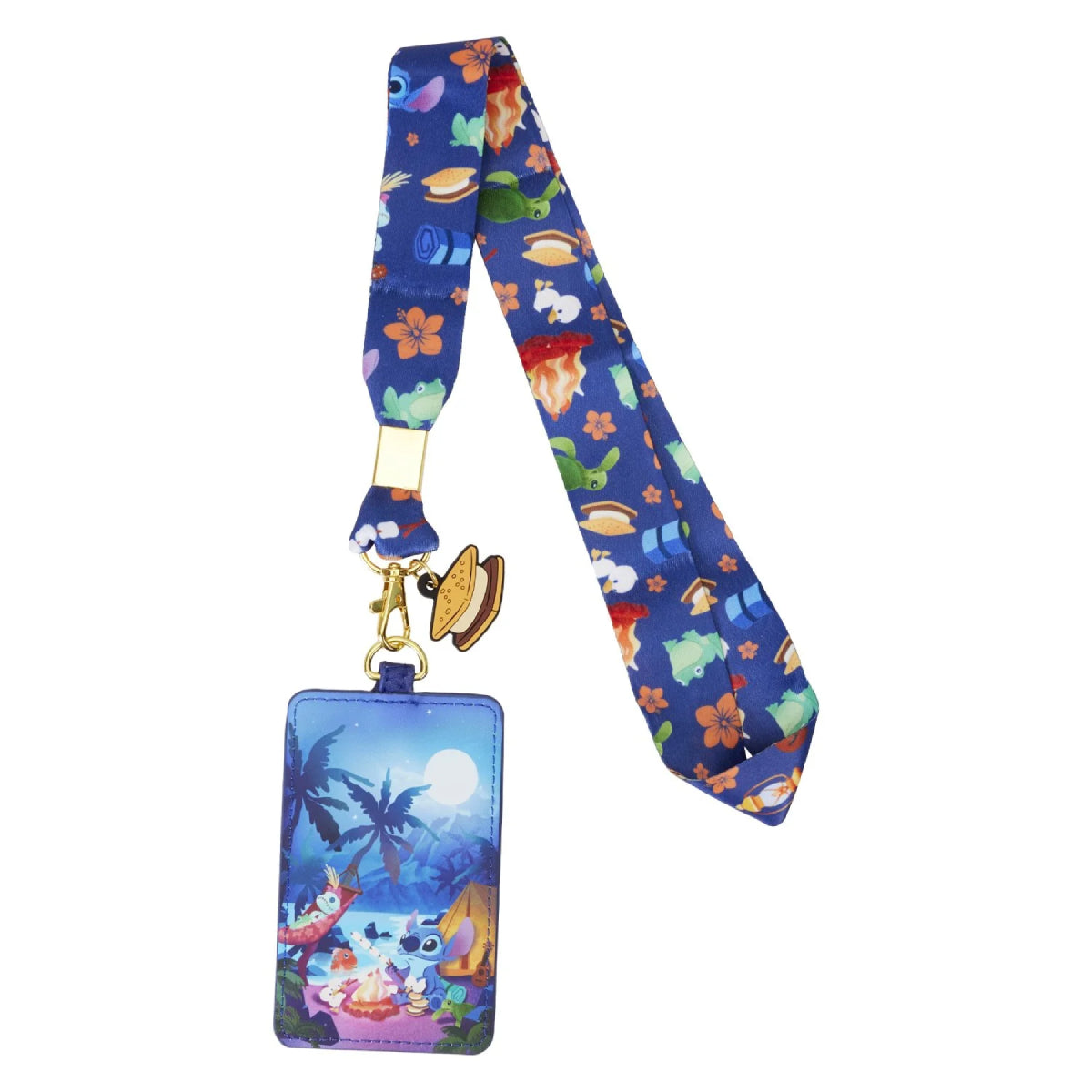 Loungefly Disney Lilo & Stitch Camping Cuties Lanyard with Cardholder - Blue