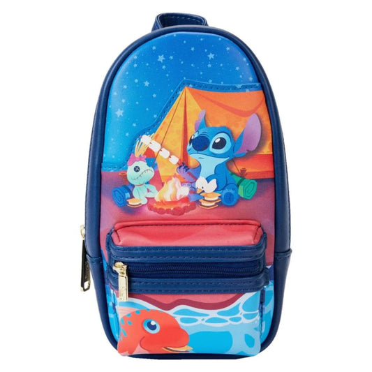 Loungefly Lilo and Stitch Camping Cuties Mini Backpack with Pencil Case - Blue