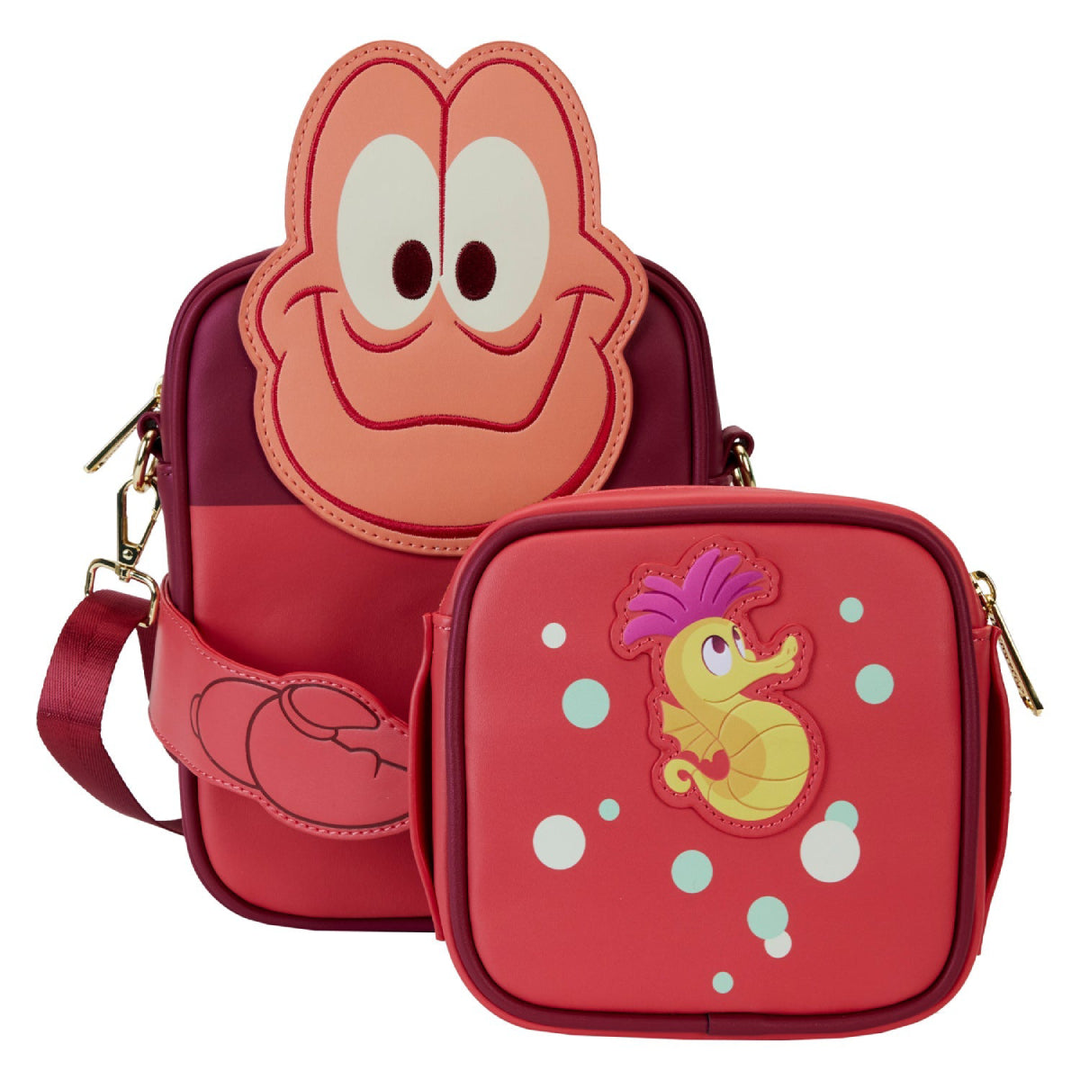 Loungefly Disney The Little Mermaid 35th Anniversary Sebastian Crossbody Bag with Coin Bag - Red