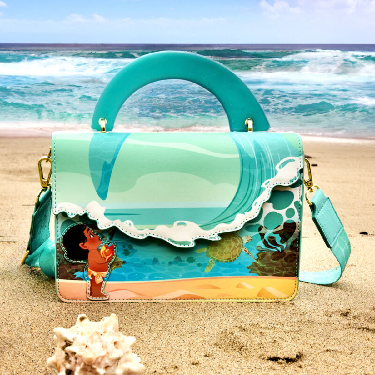 Loungefly Disney Young Moana Ocean Wave Crossbody Bag with