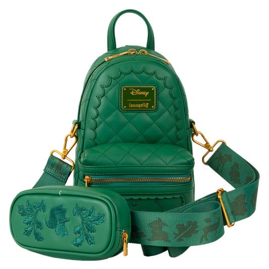 Loungefly Disney Bambi Quilted Texture Convertible Sling Crossbody Bag with Coin Bag - Green