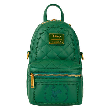 Loungefly Disney Bambi Quilted Texture Convertible Sling Crossbody Bag with Coin Bag - Green