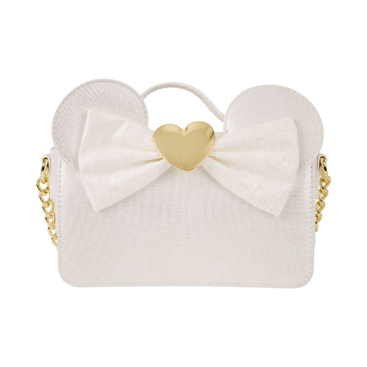 Loungefly Disney Minnie Mouse Iridescent Lace Wedding Crossbody Bag - White