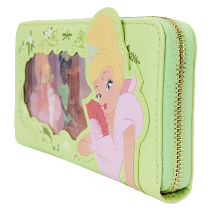 Loungefly Disney Princess and the Frog Lenticular Zip Around Wristlet Wallet - Green