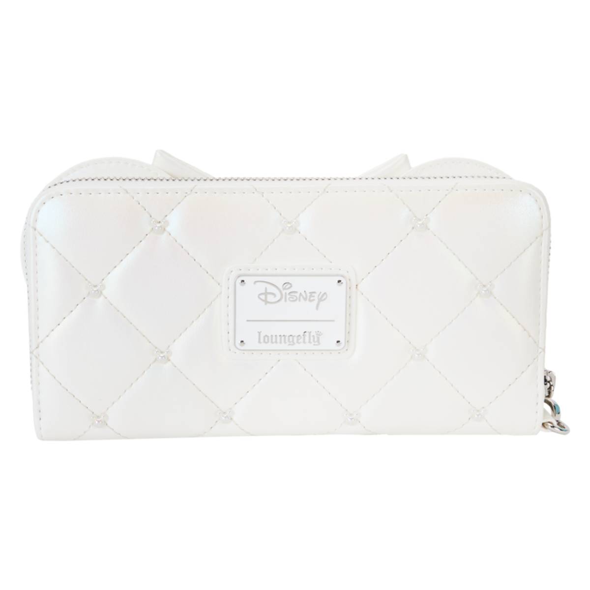 Loungefly Disney Minnie Mouse Iridescent Wedding Zip Around Wristlet Wallet - White