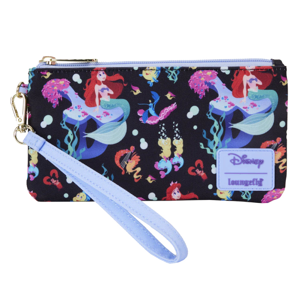 Loungefly Disney The Little Mermaid 35th Anniversary Life is The Bubbles Wristlet Wallet - Black