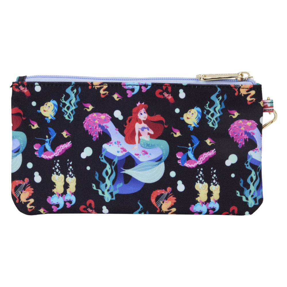 Loungefly Disney The Little Mermaid 35th Anniversary Life is The Bubbles Wristlet Wallet - Black