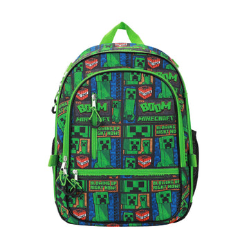 Bioworld Minecraft Creeper Blowing Up Right Now (5-Piece) Backpack and Lunchbox Set - Green