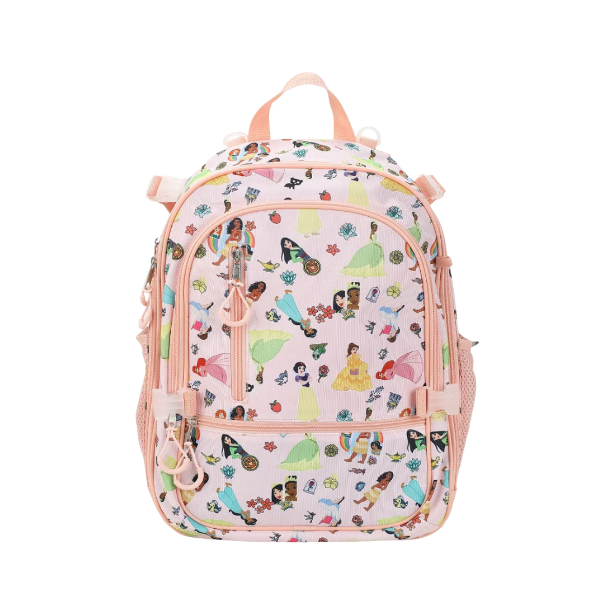 Bioworld Disney Princesses 16" kids girls Adaptive Backpack & Lunch Box Combo Set (4-Piece) - Pink