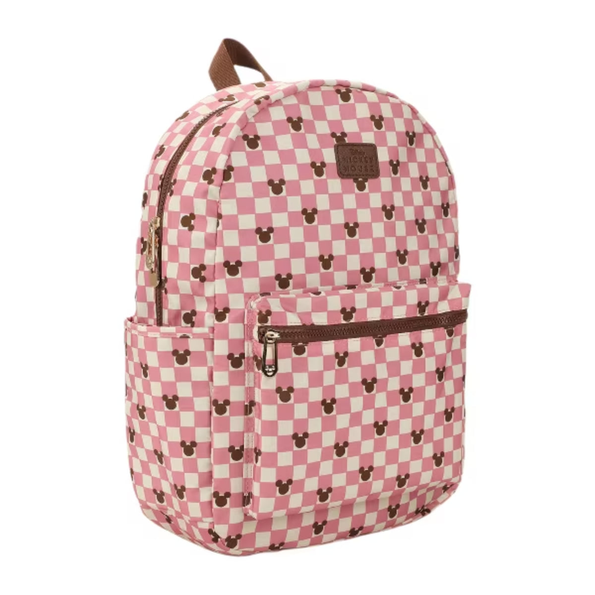 Bioworld Disney Mickey Mouse Checkered 16.5" Adult Travel Backpack - Pink