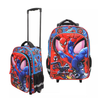 Bioworld Marvel Spider-Man 16" Rolling Backpack - Red/Blue