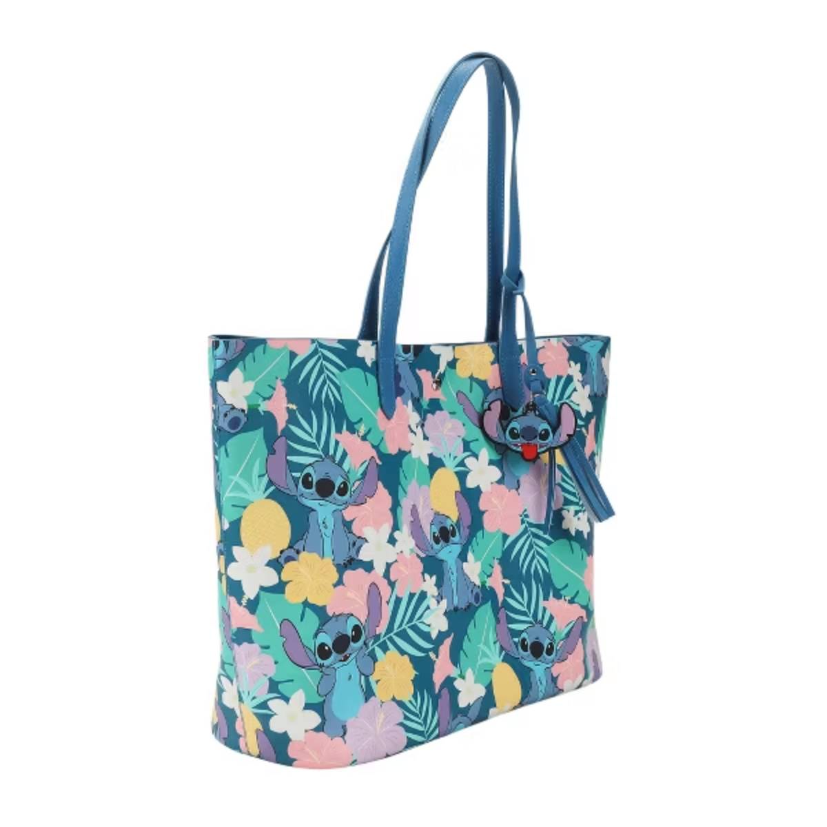 Bioworld Disney Stitch Floral Tote Bag - Blue