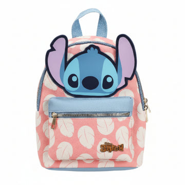 Bioworld Disney Stitch Applique 10.6" Mini Backpack - Pink/Blue