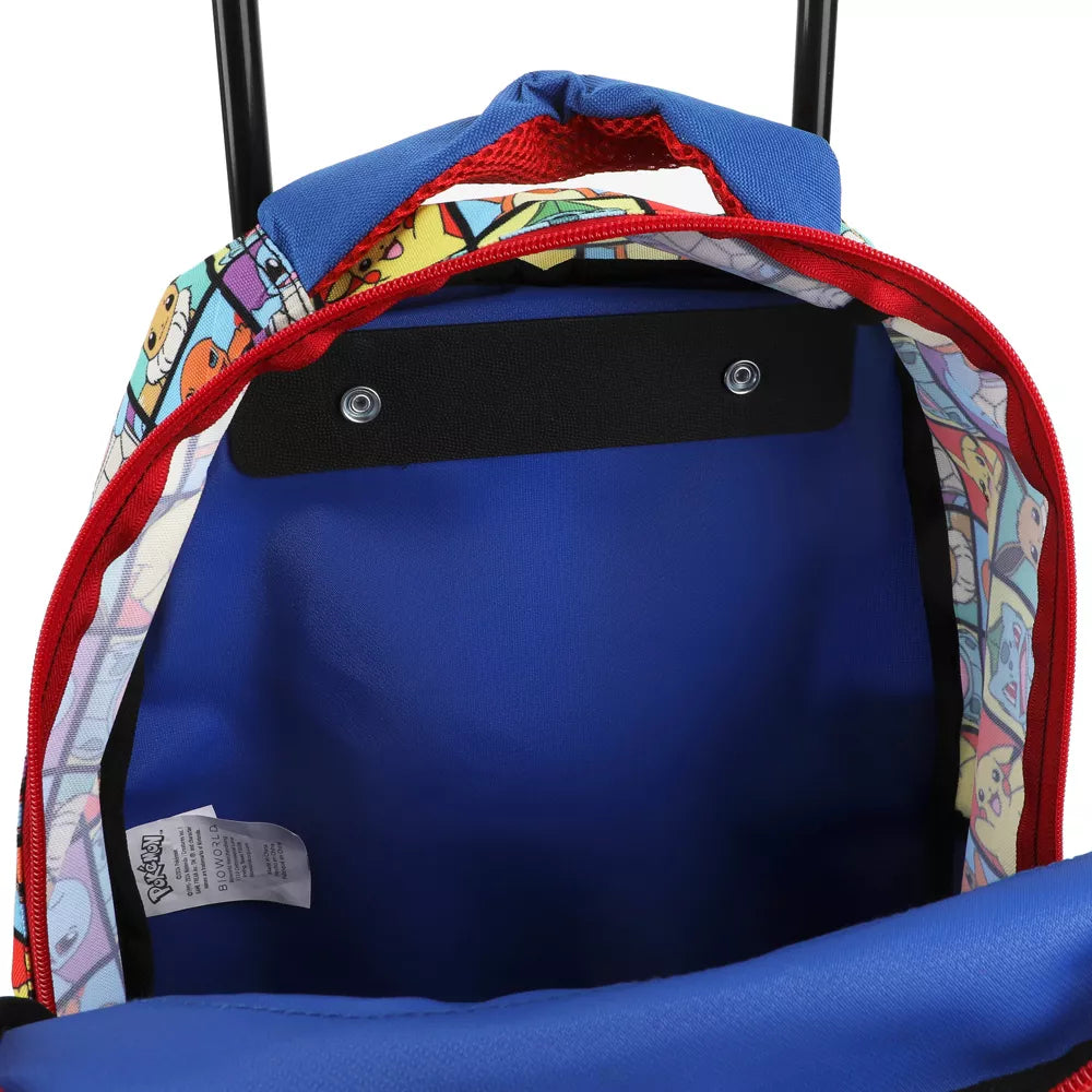 Pokemon 16" Pikachu And Favorite Characters Youth Trolley Backpack with Rolling Wheels