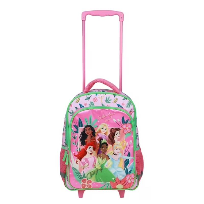 Bioworld Disney Princess Youth 16" Rolling Backpack with Handle - Pink