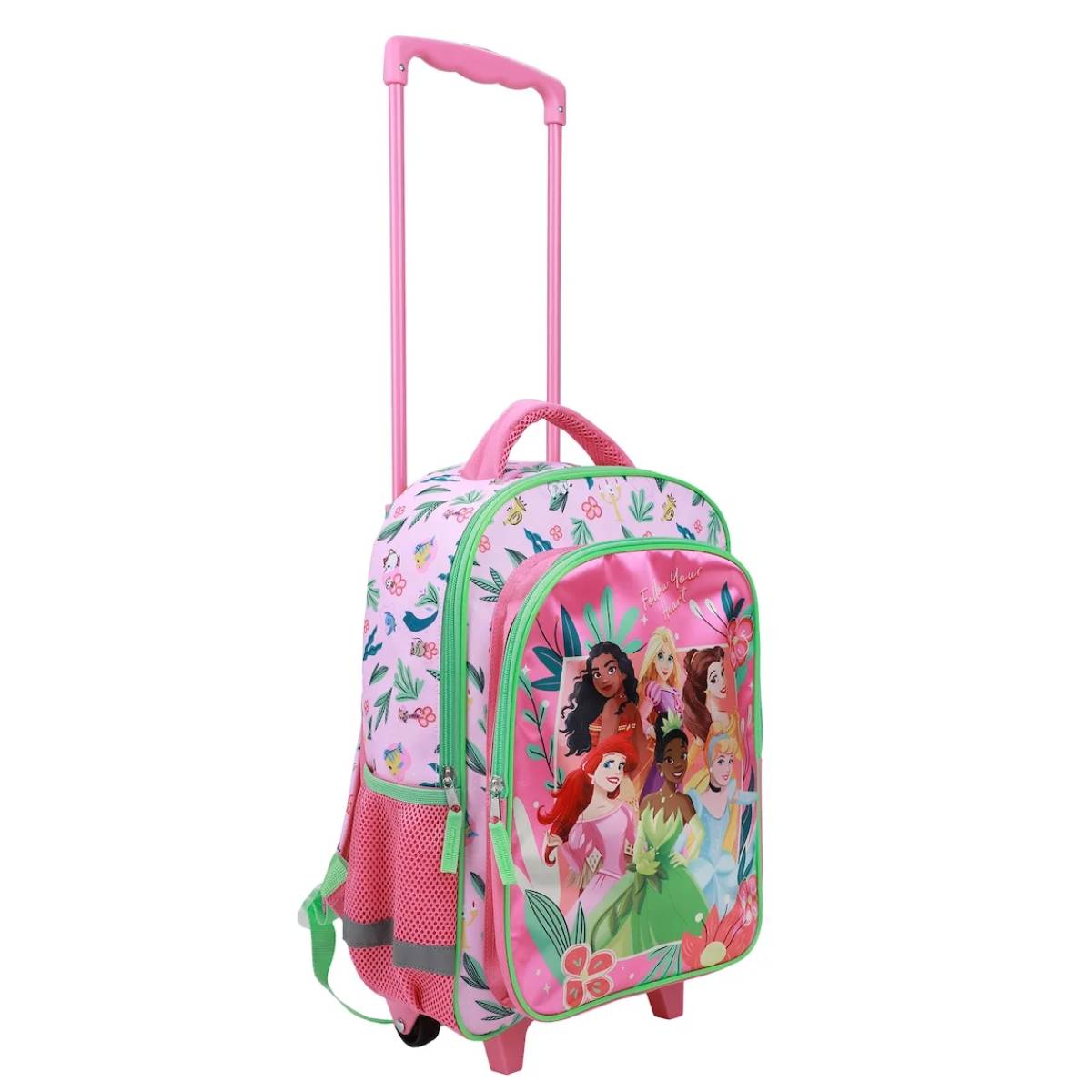 Bioworld Disney Princess Youth 16" Rolling Backpack with Handle - Pink