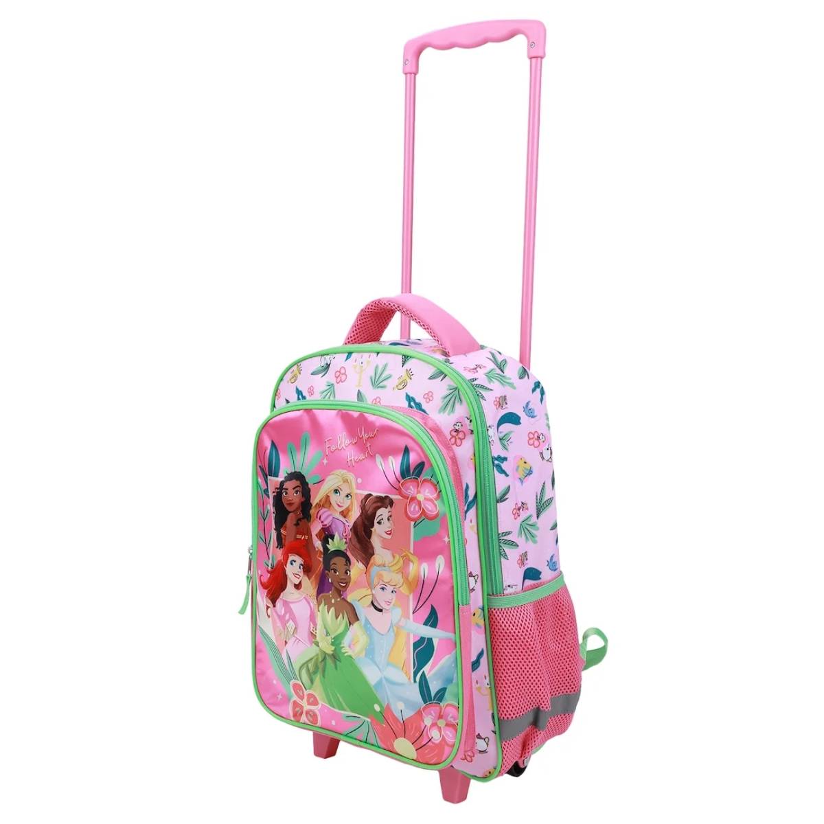 Bioworld Disney Princess Youth 16" Rolling Backpack with Handle - Pink